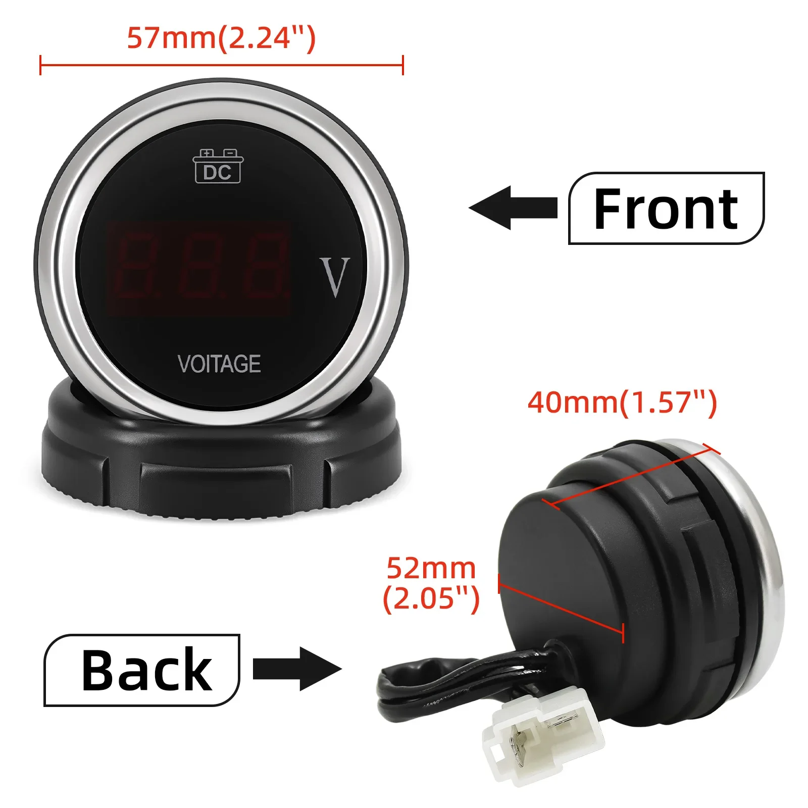 52mm LED-Kraftstoffanzeiger 0-190ohm E-1/2-F Display Kraftstoffstandmesser Schwarzes Instrument 240-33ohm mit Roter oder Grüner Hintergrundbeleuchtung – Detail 17