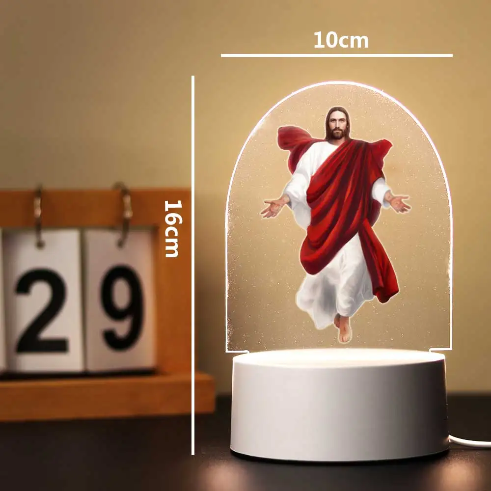 Jesus Night Light For Home Room Decoration Nightlight 3D With Crack Base Bedroom Decor