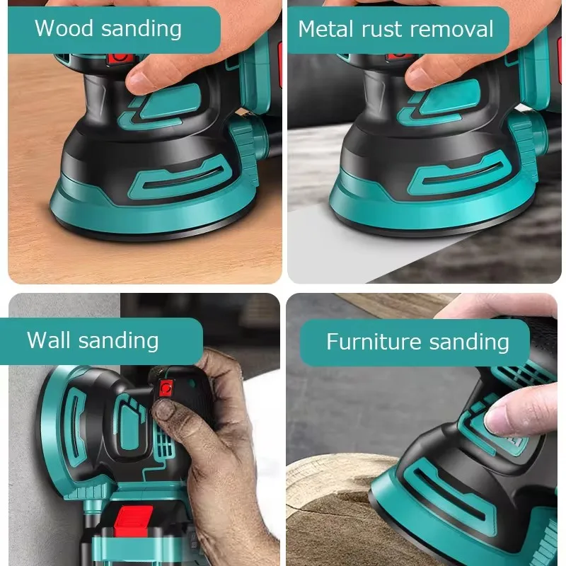 Sanding Machine Rechargeable Lithium Round Sanding Machine Multifunctional Woodworking Home Polishing Machine (No Battery)