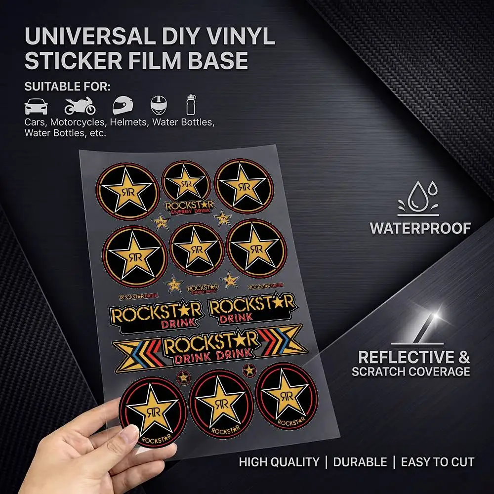 FOR R-RockstarS Waterproof Reflective Scratch Cover Sticker Universal Decor Decal For Car Motorcycle Helmet Refrigerator - view 2