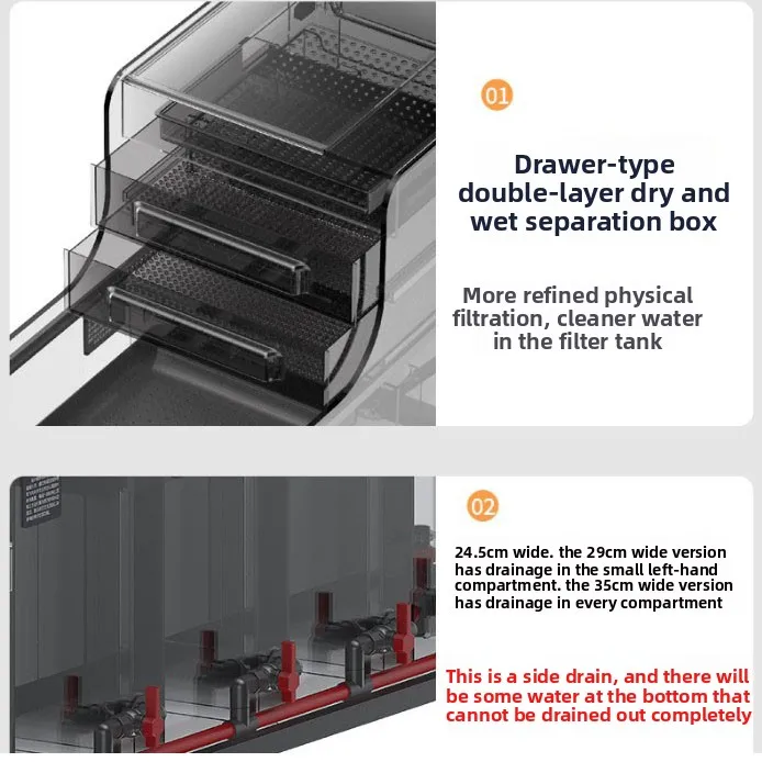 Fish tank filter tank filter box dry and wet separation siphon filter tank