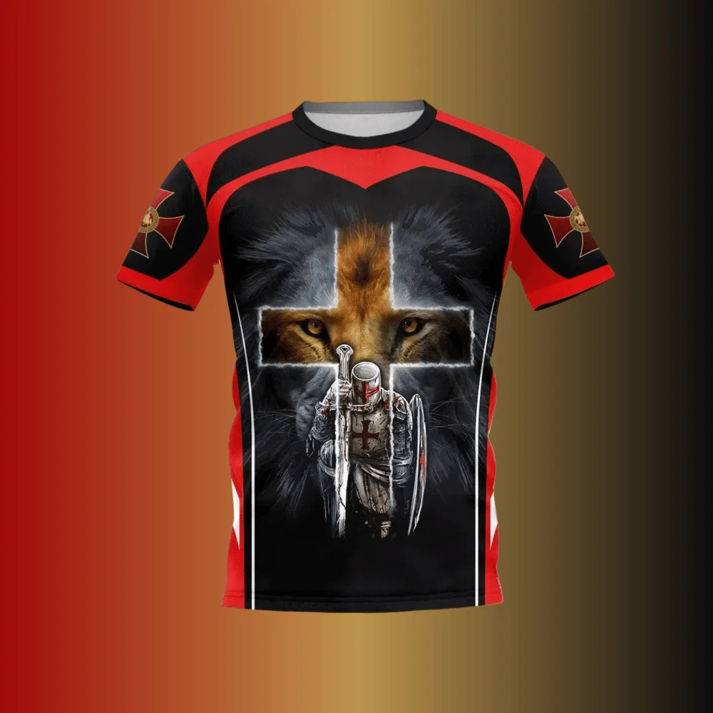 

3D Cool Knights Templar Printed T Shirt Order of The Knights Templar Graphic T-shirts for Men Kid Short Sleeves Clothing Moto