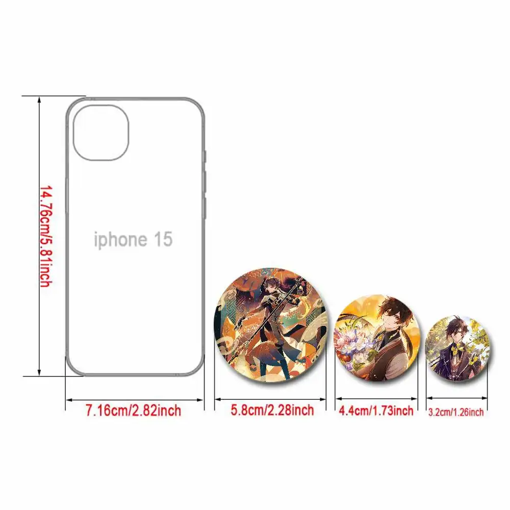Zhongli Genshin Impact Badges Anime Round Laser Badge Cartoon Brooch Clothes Backpack Accessories Lapel