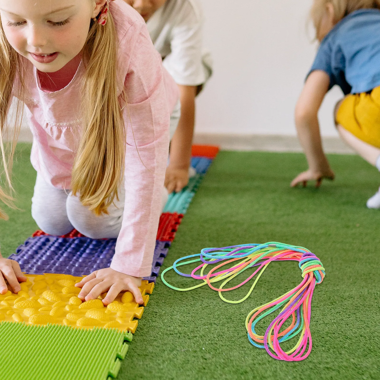 Rubber Skipping Rope Kids Outdoor Exercise Colored Elastic Jump Band Fitness Student Jump Rope Rubber Band Skipping