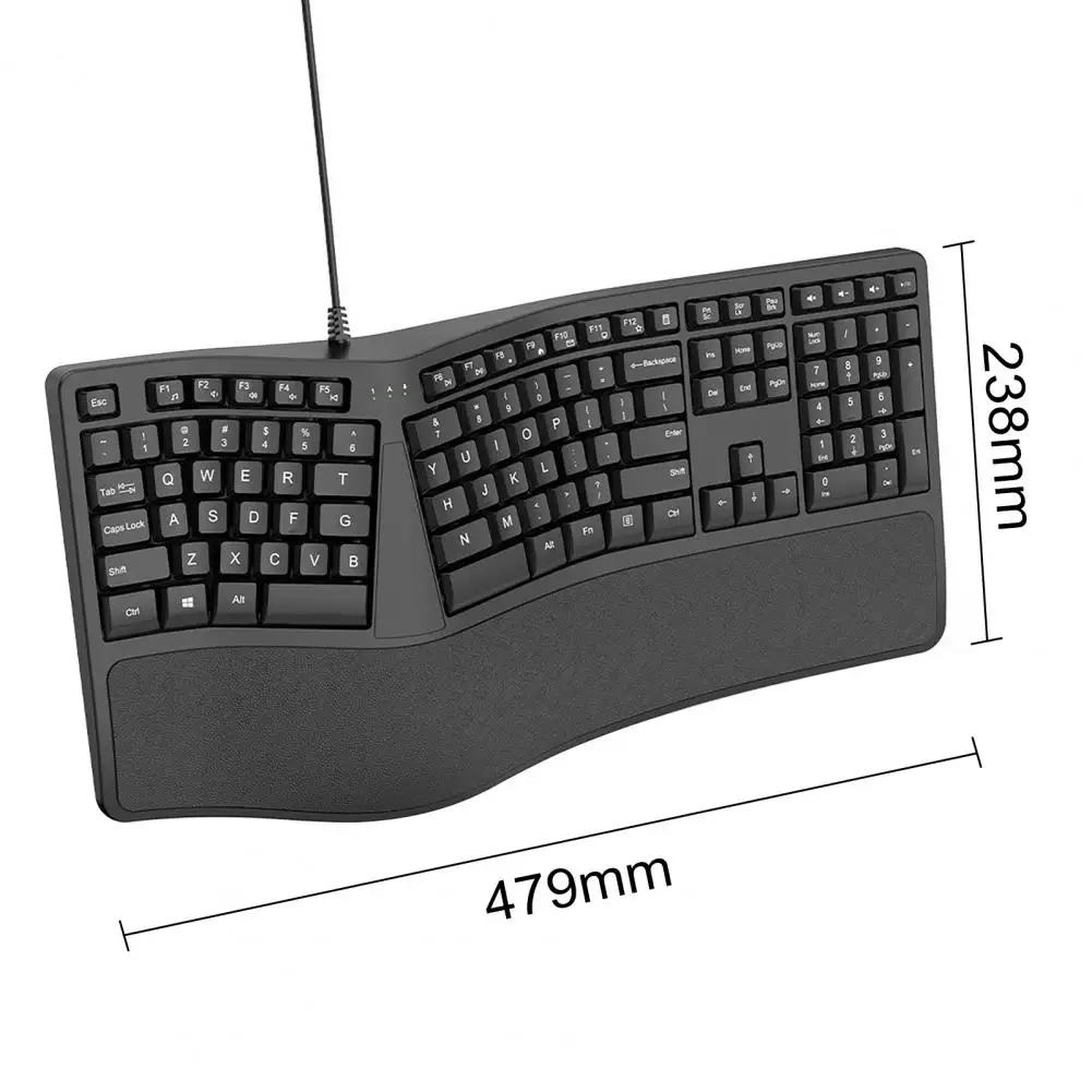 Imagem -06 - Teclado Dividido Completo com Fio Design Ergonômico Natural 110 Teclas Plug-play Universal Suporte de Pulso Material de Escritório