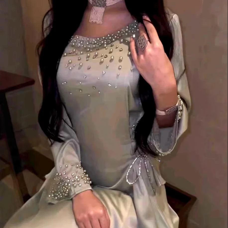 

Wholesale New Arrival Oem Modern Luxury Pearls Eid Party Dresses for Women - Elegant Muslim Wedding Dresses with Long Sleeves