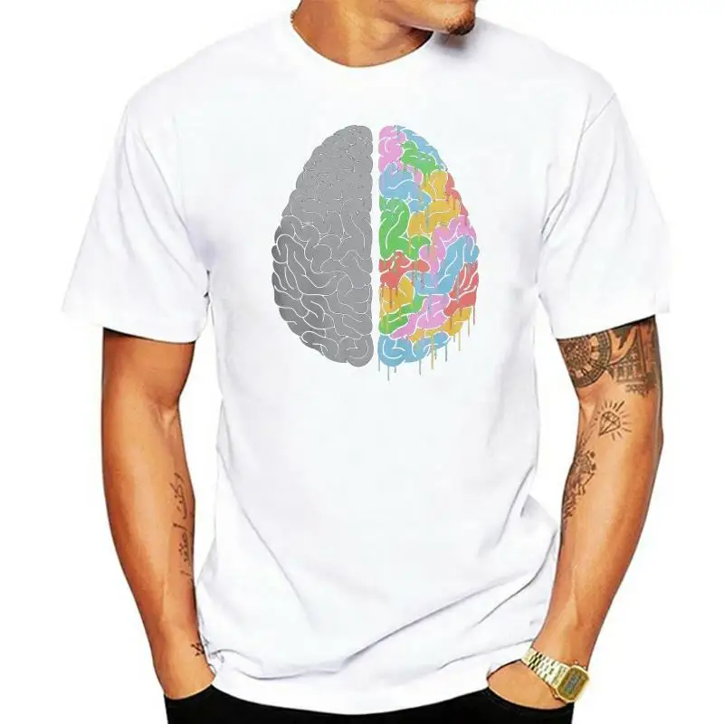 New Men Casual  Printed T shirt A Brain of Two Halves Short Sleeve T-shirts Tee Tops