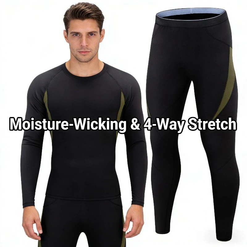 

206 Быстросохнущий комплект для занятий спортом на открытом воздухе, мужской комплект термобелья на флисовой подкладке