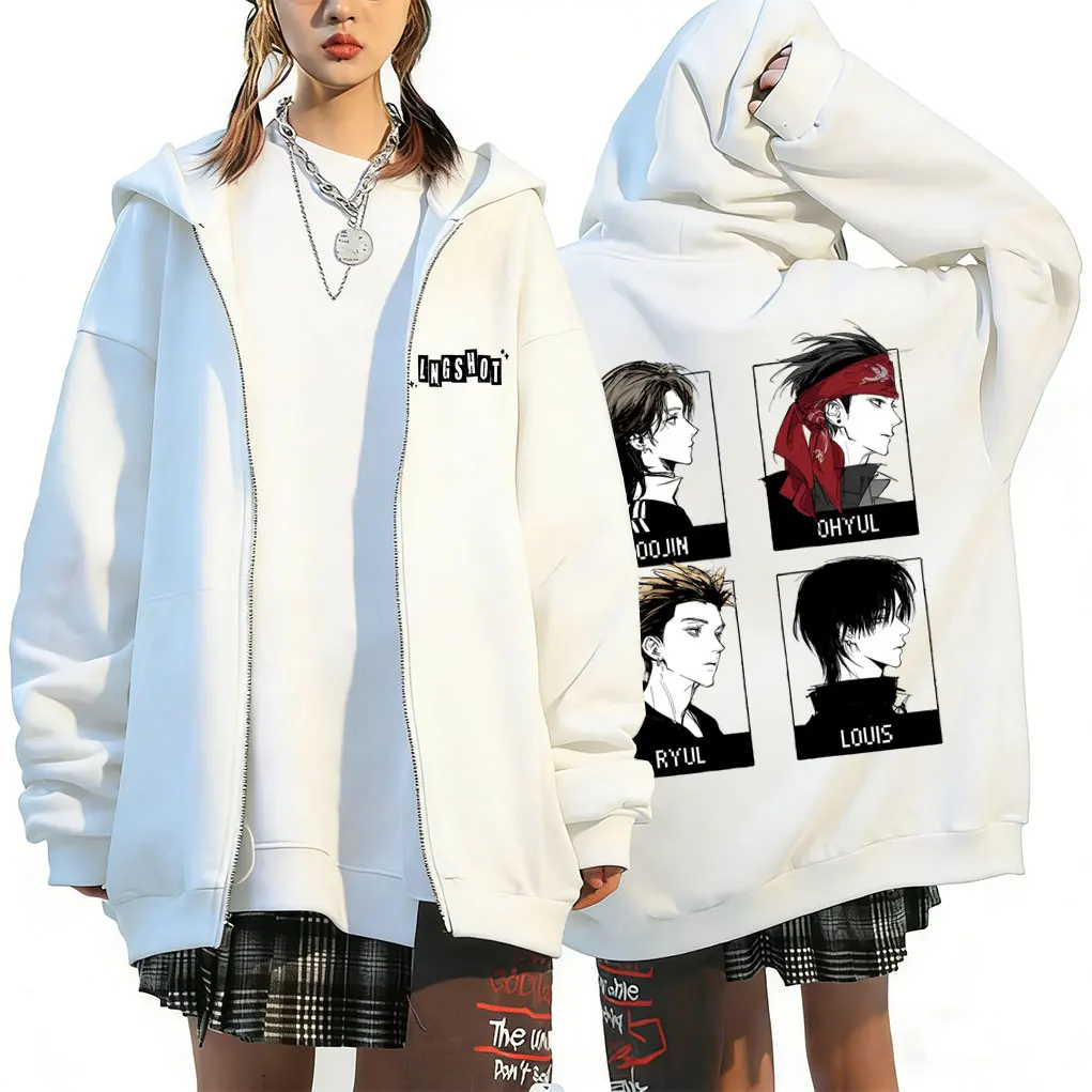 

Korean Band Lngshot Cartoon Style Zipper Hoodie Men Kpop Fashion Trend Zip Up Jacket Unisex Casual Oversized Zip Up Sweatshirt