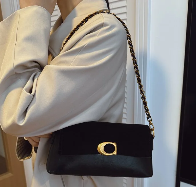 Bolsa vintage com design de nicho |   Bloqueio de cor fosca, 2025 A/W Nova bolsa crossbody elegante e nas axilas para mulheres