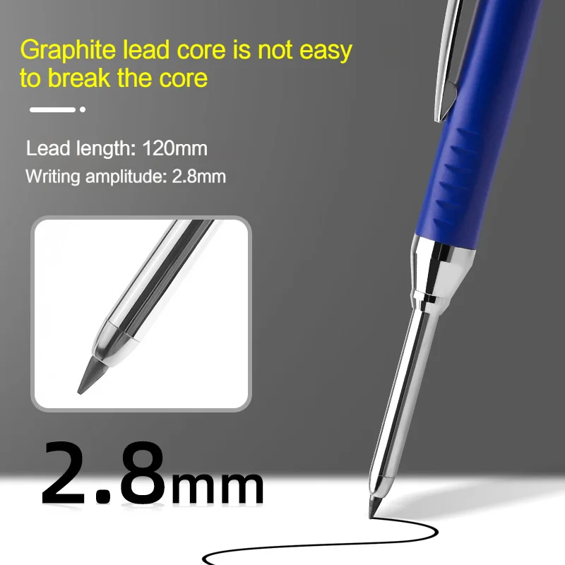 

Woodworking Pencils Set 2.8mm Multicolor Refill Leads Carpenter Marking Pencil Built-In Sharpener Metal Woodworking Marking Tool
