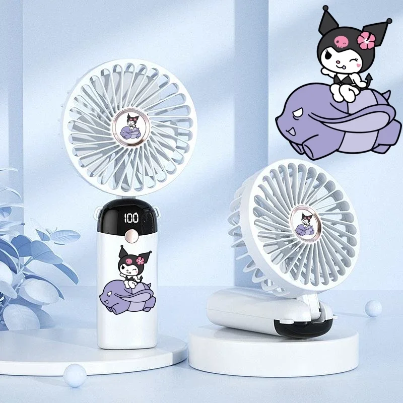 Miniso Kuromi Mini Fan Series, Figura Dos Desenhos Animados, Rotativa Kuromi Printing, Desktop Portátil, Portátil, Presente de Aniversário, Presentes