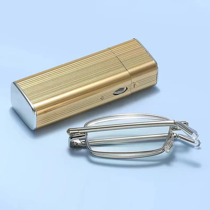 مربع نظارات للقراءة الرجال النساء مكافحة الضوء الأزرق إطار معدني طويل النظر نظارات الكمبيوتر مستطيل نظارات + 1.5 + 2.0 مع حافظة #3