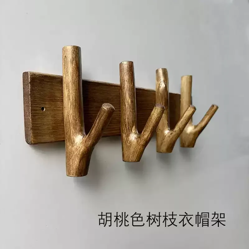 Nordic Rural Retro Creative Tree Branch Hook Solid Wood Adhesive Hook Pastoral Decoration Wall Hanging Branch Coat Hook