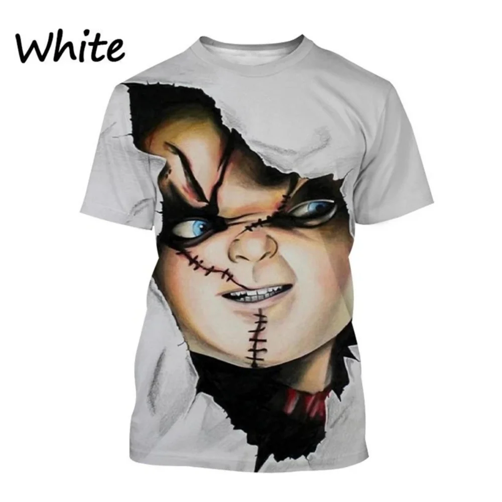 Moto Chucky 3D printed men's and women's T-shirts Fun Street Style Horror Design T-shirt Great Summer Discounts and Comfort
