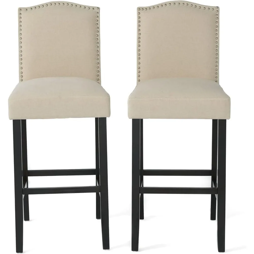 

Ivory White Color Barstools Chair 2-Pcs Set Bar Stools Furniture