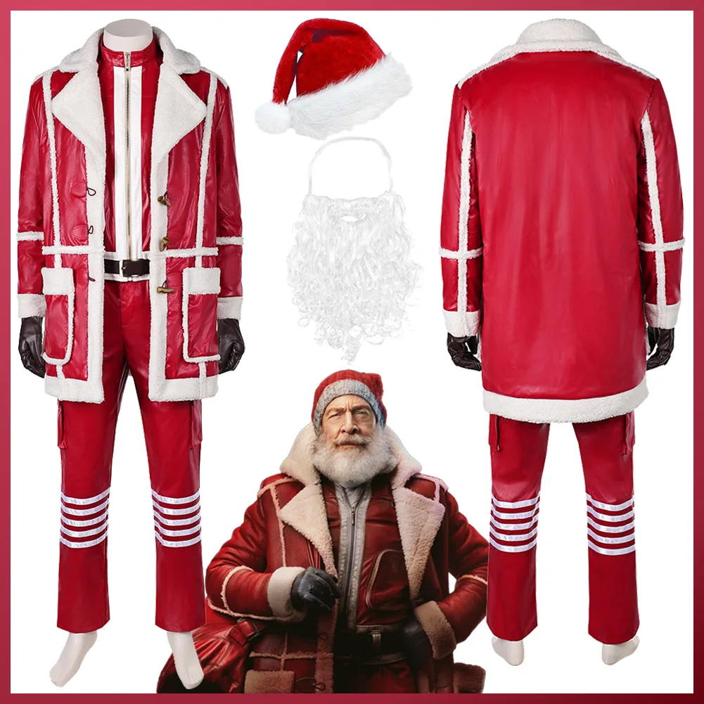 2024ภาพยนตร์Red Oneเครื่องแต่งกายปลอมตัวNICK Santa Clausคอสเพลย์แฟนตาซีหมวกเคราเสื้อผ้าผู้ใหญ่ชายชุดชายฮาโลวีน