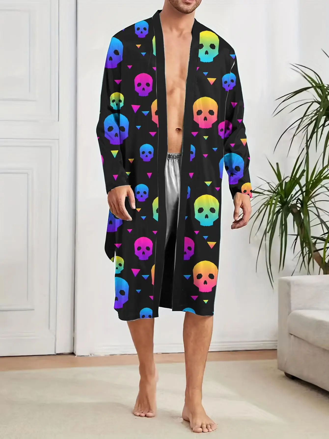 1pcs Men's Robes 2026 Spring/Summer Funny pajamas Graphic Sleepwear dressing gown Breathable Bathrobe men Robes 3D Printed