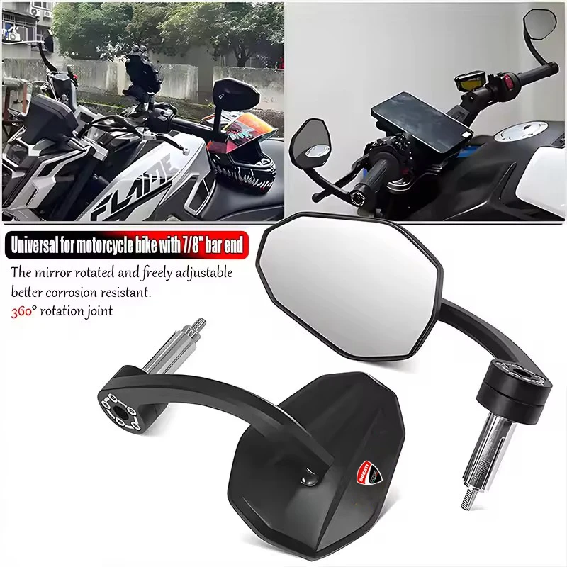 Espejo Retrovisor para Motocicleta Ducati V2 V4 400 620 695 696 796 821 Monster 899 959 1199 1299, Espejo Retrovisor para Manillar de 7/8" 22mm