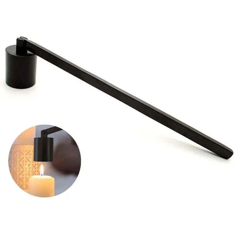 Black Long Handle Candle Snuffer, Stainless Steel Wick Extinguisher Accessory, Safe Candle Snuff Tool for All Types Cand PD