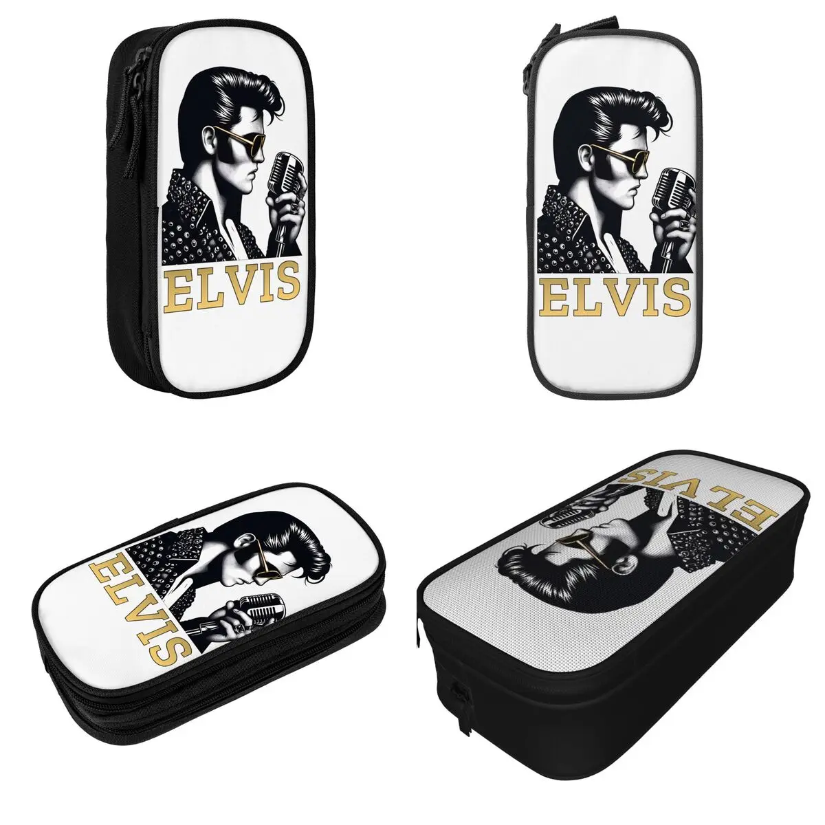 E-Elvis P-Presleys Pencil Case New Rock Music Pen Box Bag Student Large Storage Students School Gift Pencilcases