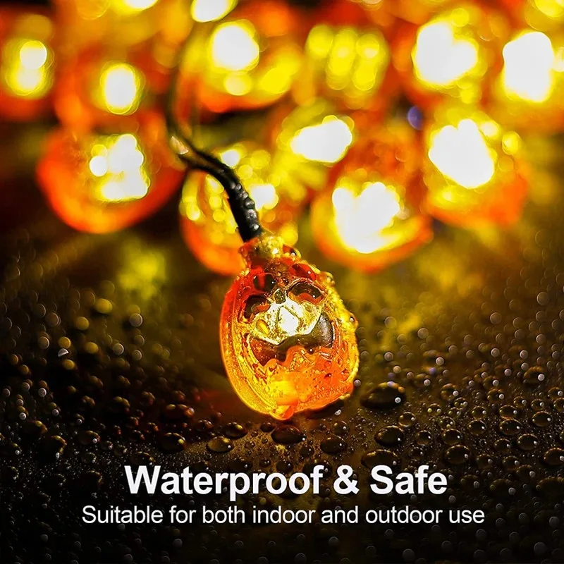 Halloween Christmas Decoration Light String Solar Pumpkin Light String Waterproof 100 LED Lights for Outdoor Home Terrace Garden