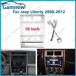 10.1 inch Car Fascia Radio Panel for Jeep Liberty 2008-2012 Dash Kit Install Facia Console Bezel GPS Adapter Plate Trim Cover