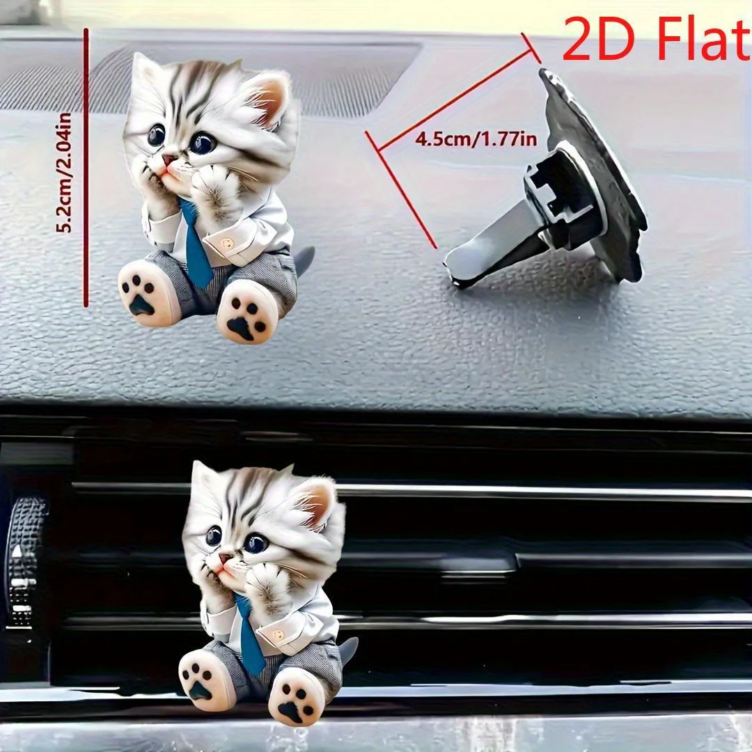 

2 шт. комплект освежителя воздуха для автомобиля «котенок» — 2D плоское украшение на приборную панель с ароматным бальзамом и держателем для планшета
