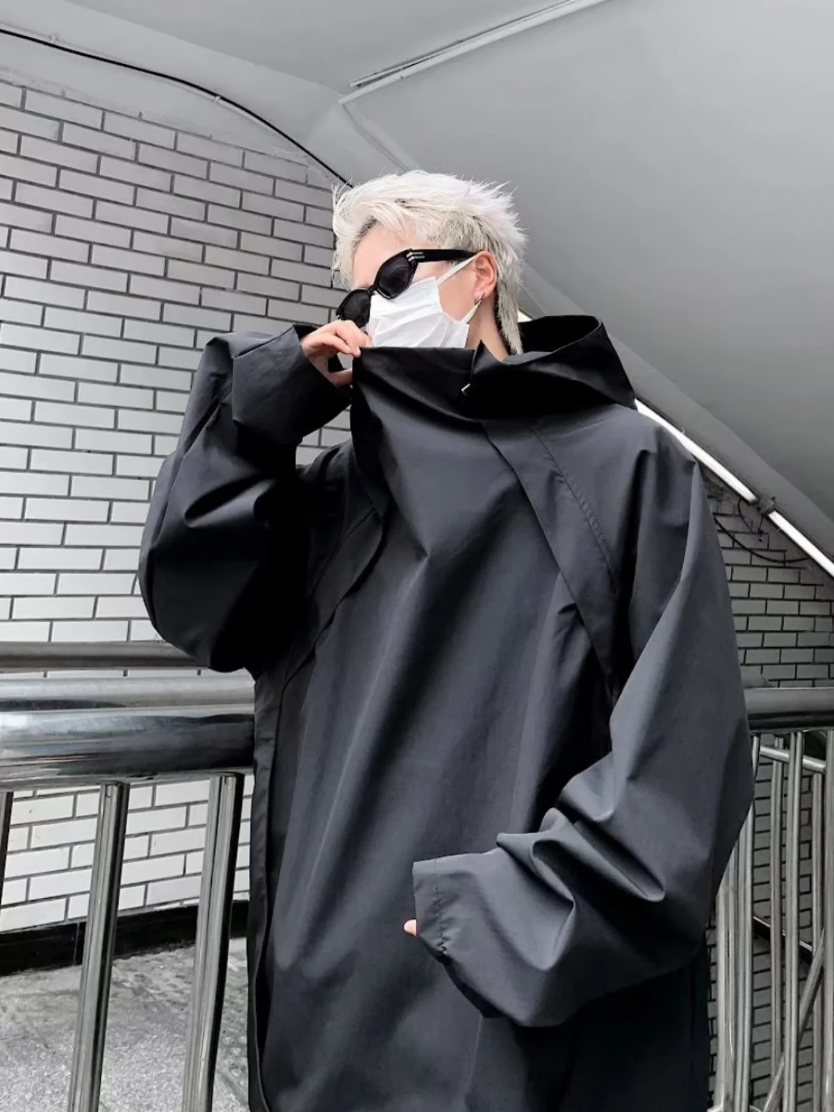 

Bla Samurai Sangyan Hooded High Collar Men's Jaet Double Zipper Outdoor Climbing Suit Outerwear Windproof Polyester