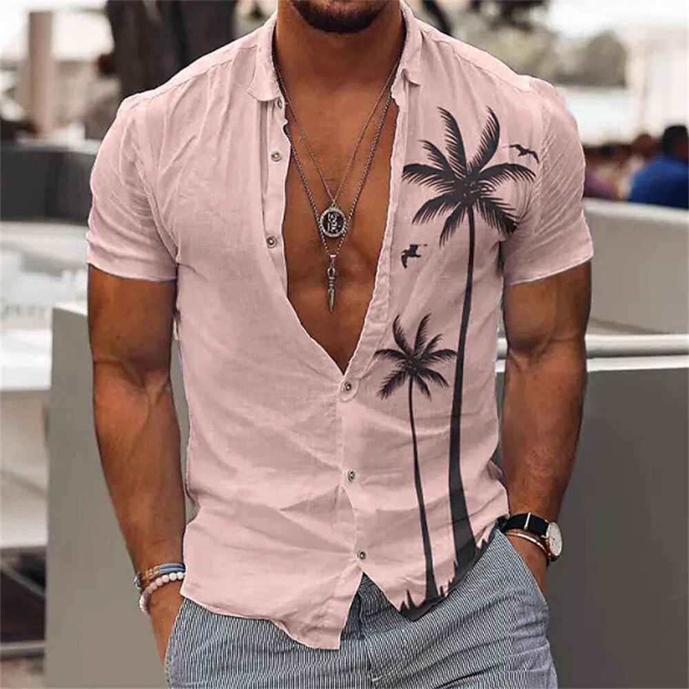 AMP Tree-Chemise Hawaïenne Imprimée en 3D pour Homme, Vêtement de Plage à Manches Courtes, 5XL, à la Mode, Nouvelle Collection