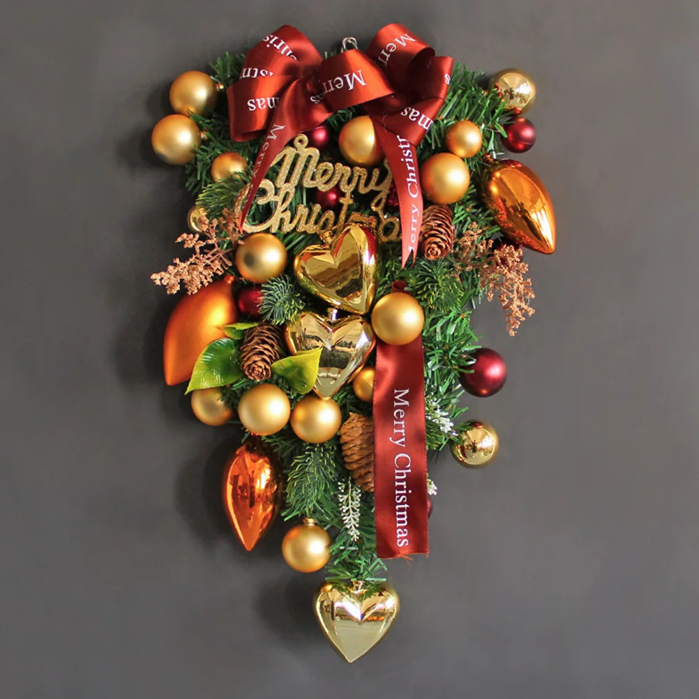 

Heart Shaped Colorful Balls Wreath Christmas Decor Plastic Garland Indoor Outdoor Front Door Xmas Tree Topper Ornament Holiday