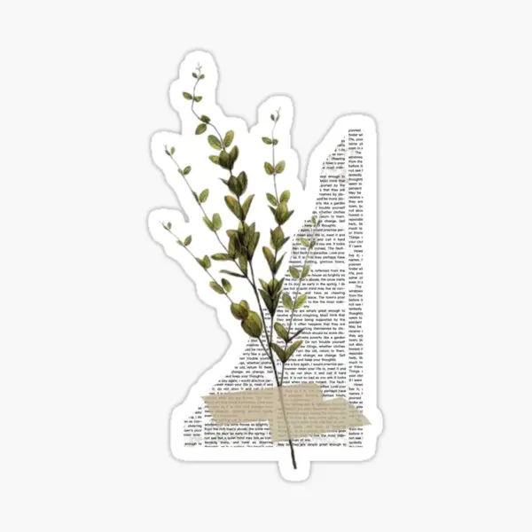 Newspaper Greenery Dark Academia Collag  5PCS Stickers for Wall Art Funny Water Bottles Decorations Window Stickers Car Room