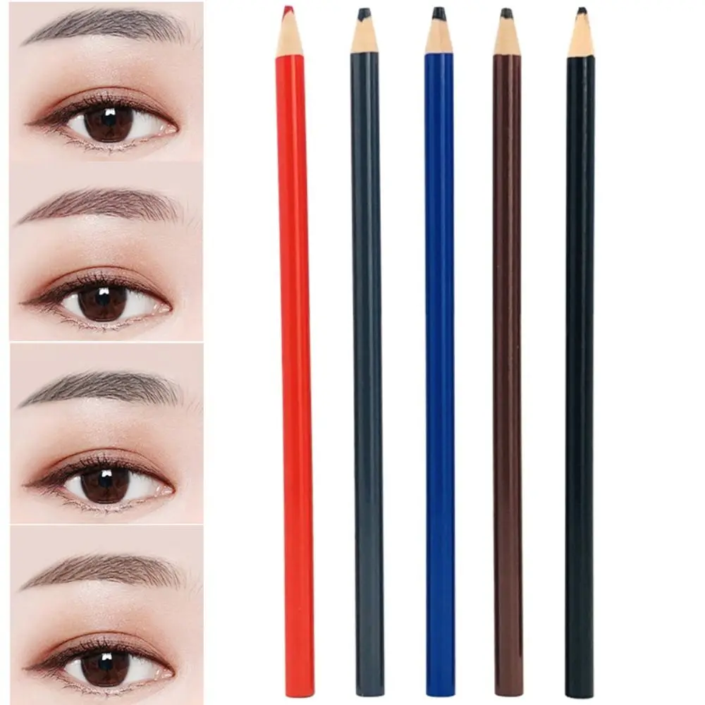 

6 Colors Wooden Eyebrow Pencil Black Brown Red Blue Eye Brow Tint Round Core Not Smudged Permanent Eyebrow Tattoo Pen