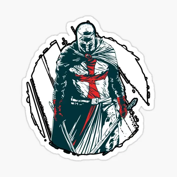 Knight Templar Crusader Red Cross Deus Vult Badge PVC Waterproof Stickers Bumper Laptop Car Window Glass Camper Van Table Fridge