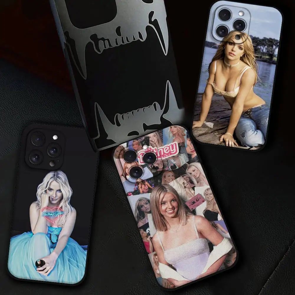 Funda para Teléfono Britney Spears para iPhone 17 16 15 14 13 12 11 X XR XS Plus Pro Max Mini, Carcasa Negra Suave