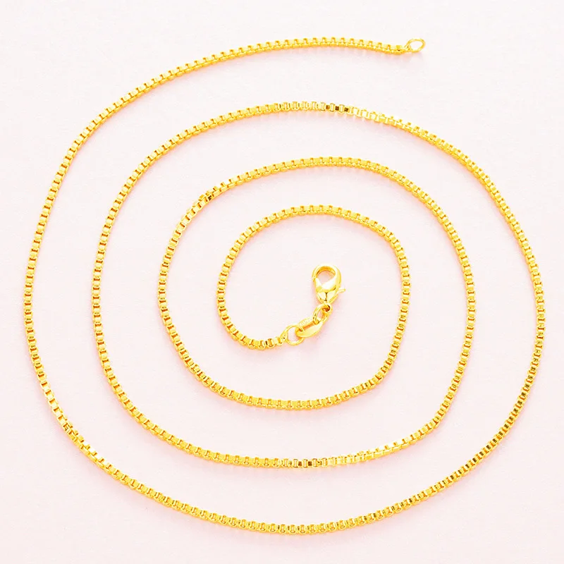 

Luxury 24K 9999 Pure Gold real gold 70cm long necklace ladies all-match high sense clavicle chain
