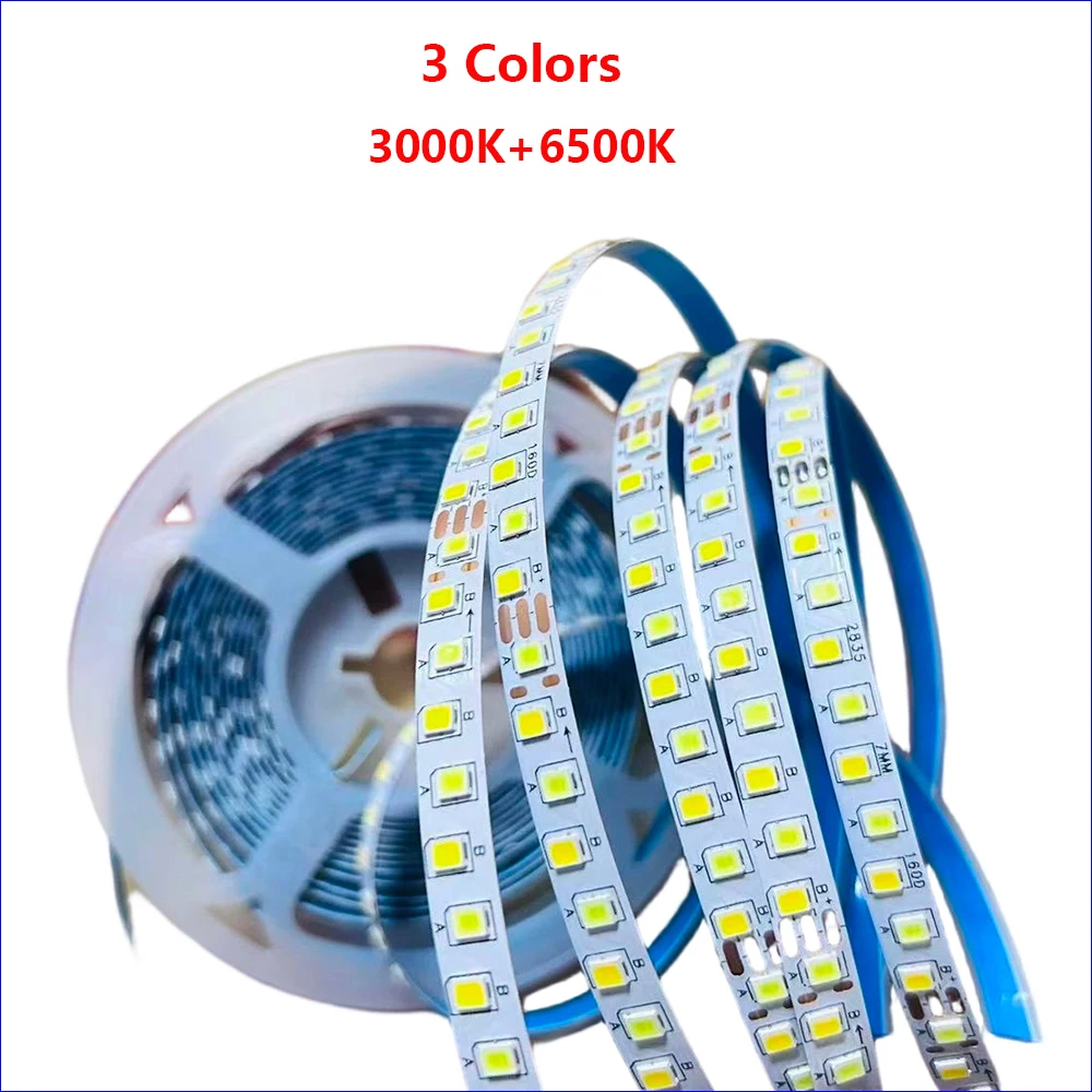 (3 Solder joints)  2835-7mm-160D SANAN Chip Highlight LED Fexible Constant Current Light Strip With 3Colors 160leds and 16W×2/M.