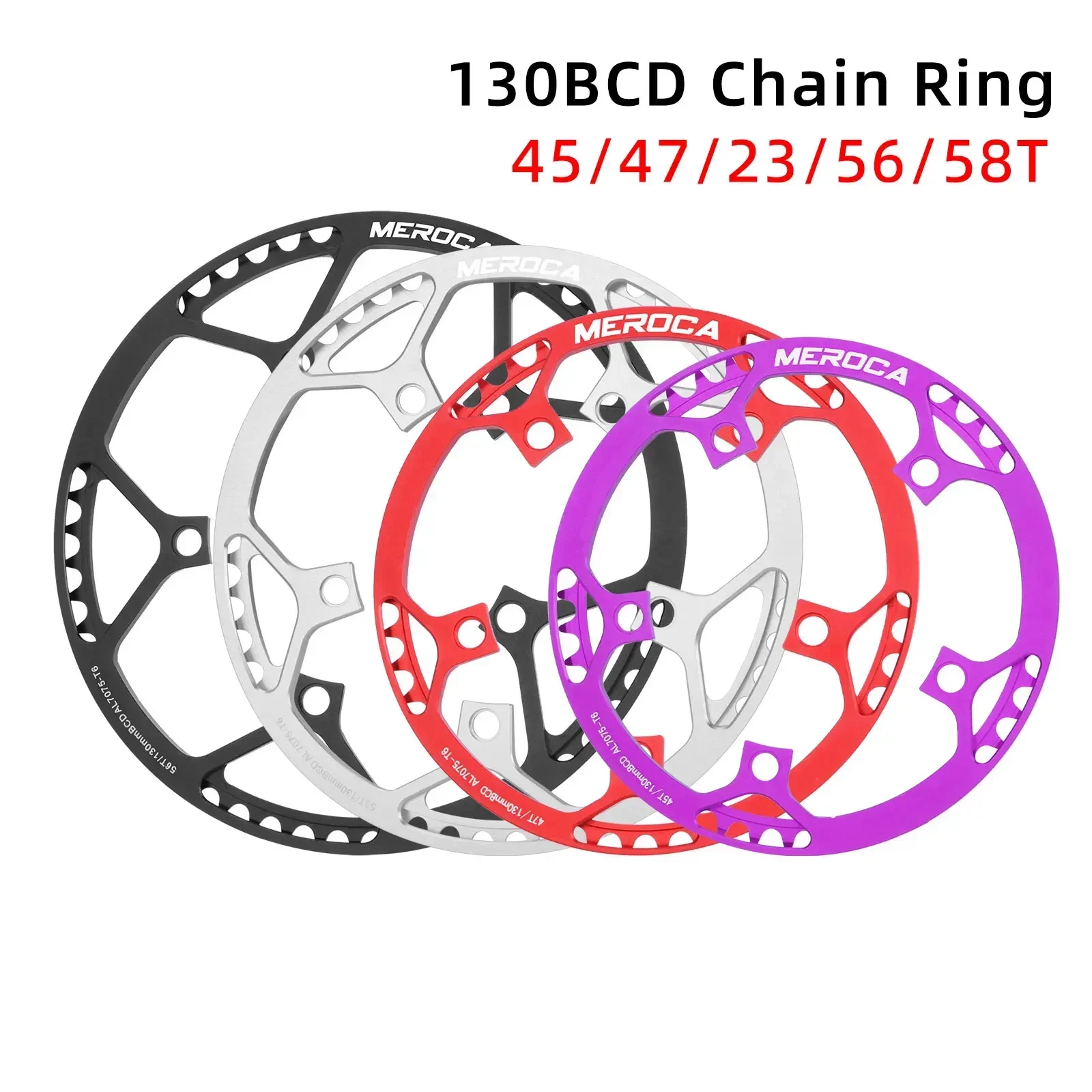 MEROCA 130BCD Folding Bike ChainRing With Guard Plate Aluminum Alloy 47/53/56/58T for BMX Bike Fold Bicycle Single Chainring