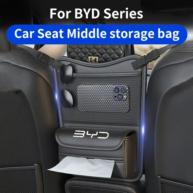 Leather Car Armrest Box Storage For BYD Seagyll V2l Dolphin mini Atto3 F3 E6 G3 I3 Ea1 Dmi Auto Seat Middle Hanging Storage Bag