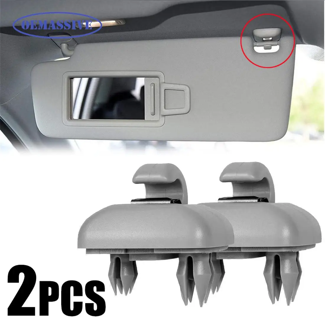 2Pcs Interior Gray Sun Visor Clip Holder Hook Bracket Hanger For Audi A1 A3 A4 A5 Q3 Q5 S3 S4 S5 TT Allroad 8U0857562A Grey