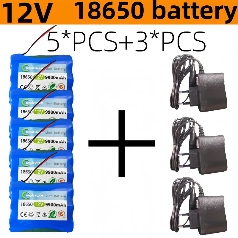 

18650 Lithium ion DC 12.6V Super Rechargeable Battery+Charger 12V 9900mAh 100% New 3S1P Protection Plate12V 20.8Ah Battery Pack