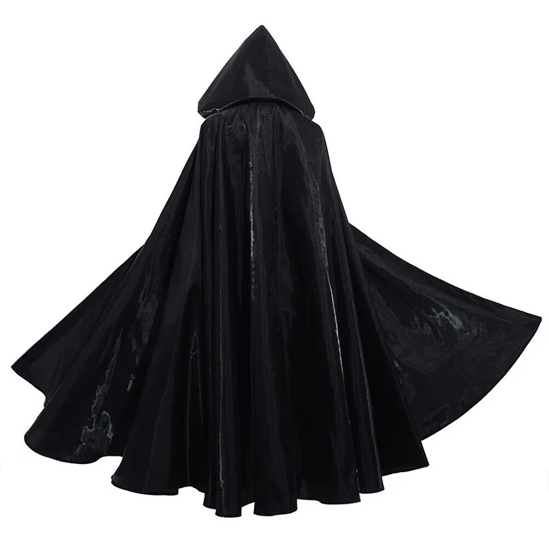 Jubah pesta Halloween uniseks dewasa syal panjang pertengahan Glossy bertudung jubah selendang jubah