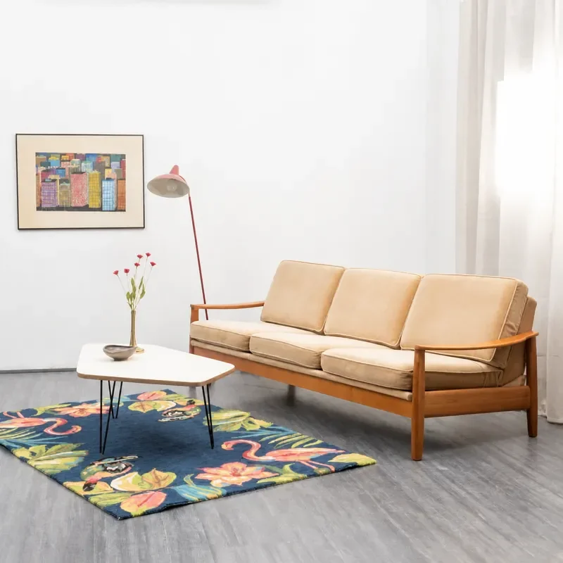 Nordic Simple Fabric Sofa for Living Room Winter Summer Use Atmospheric Ash Wood Frame Modern Minimalist Design Comfortable