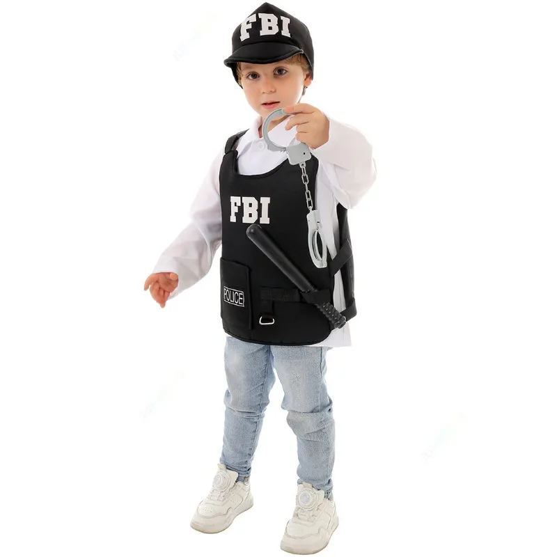 Traje do FBI da América para crianças, America Dress-Up para crianças, Perfeito para Role Play, Halloween, S-XL