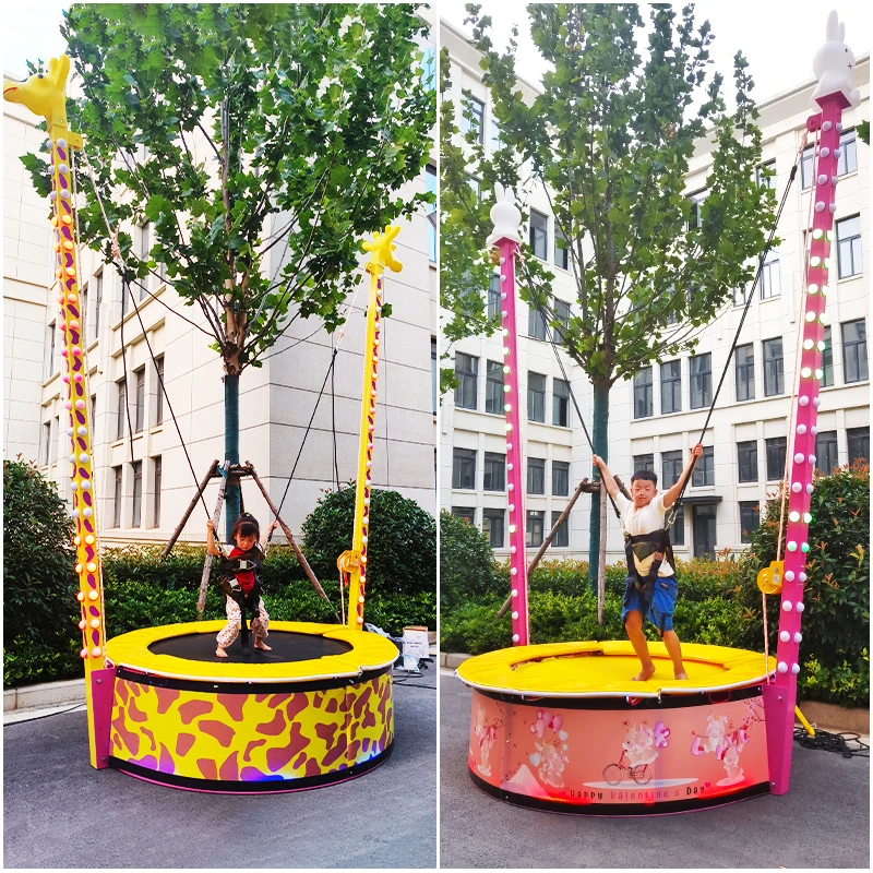 2024 New  Model Children's bouncing trampoline Light music square park outdoor kid amusement equipment