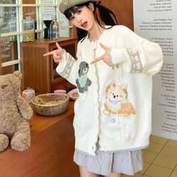 Embroidered Sweater Knitted Cardigan Small Flower Three-dimensional Decoration Cute Coat Gentle Style Versatile Top for Women