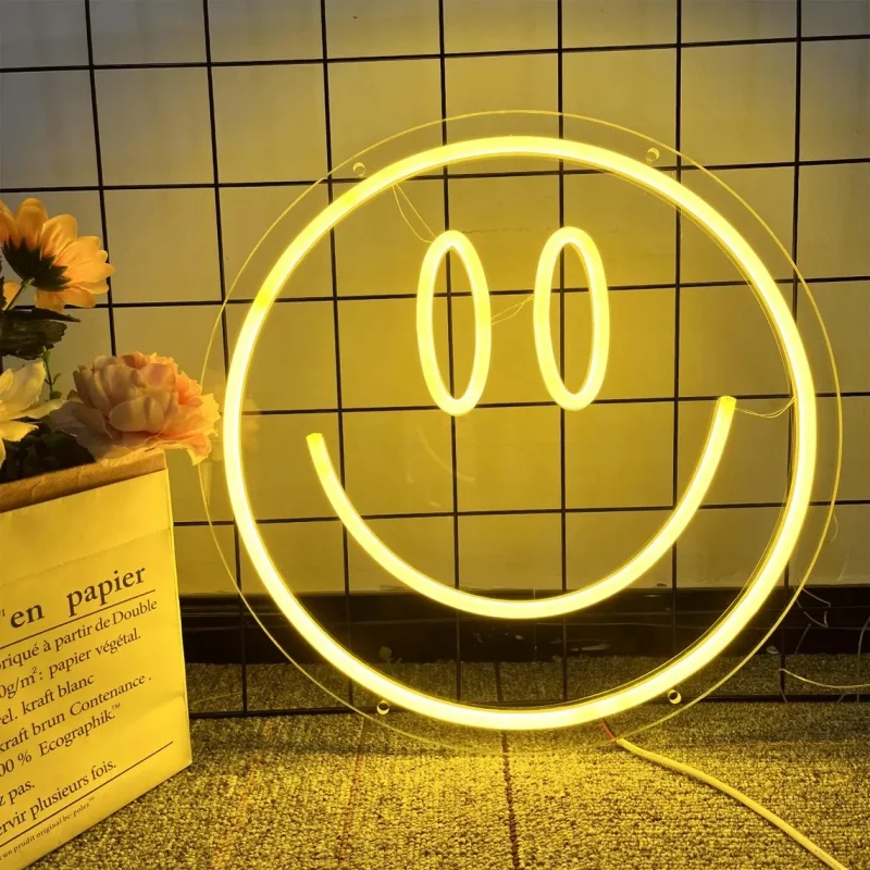 Smile Neon Sign LED Light Neon Signs Art Decorative Night Lights for Bachelorette Party,Engagement Party,Birthday Party,Wedding