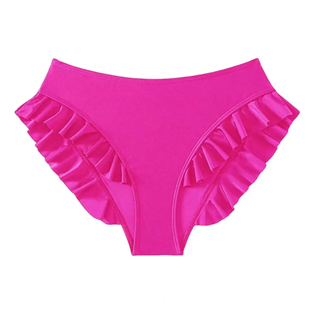 

Women Swim Trunks Versatile Swimwear High-waisted Ruffle Trim Bikini Bottoms for Women with Tummy Control Quick-drying Beachwear