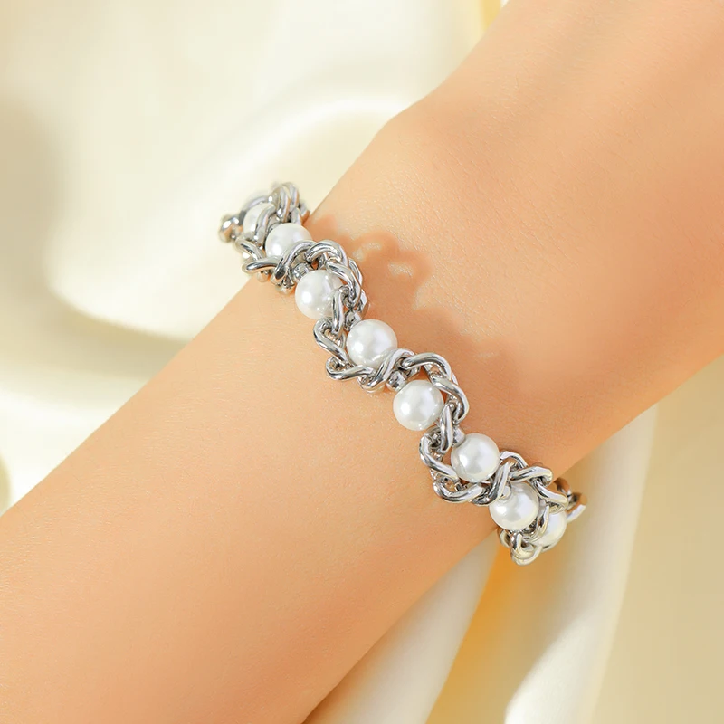 EILIECK 316L Edelstahl Silberfarbene Kette Dicker Armreif Wasserdichter Schmuck Statement Metall-Handgelenkskette Geschenk für Mädchen – Detail 12