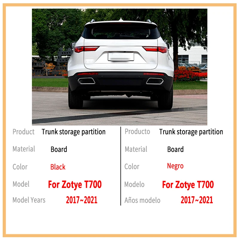 

Car Accessories For Zotye T700 2017~2021 Thickening Trunk Storage Partition Multifunction Storage Auto Interior Parts Organizer
